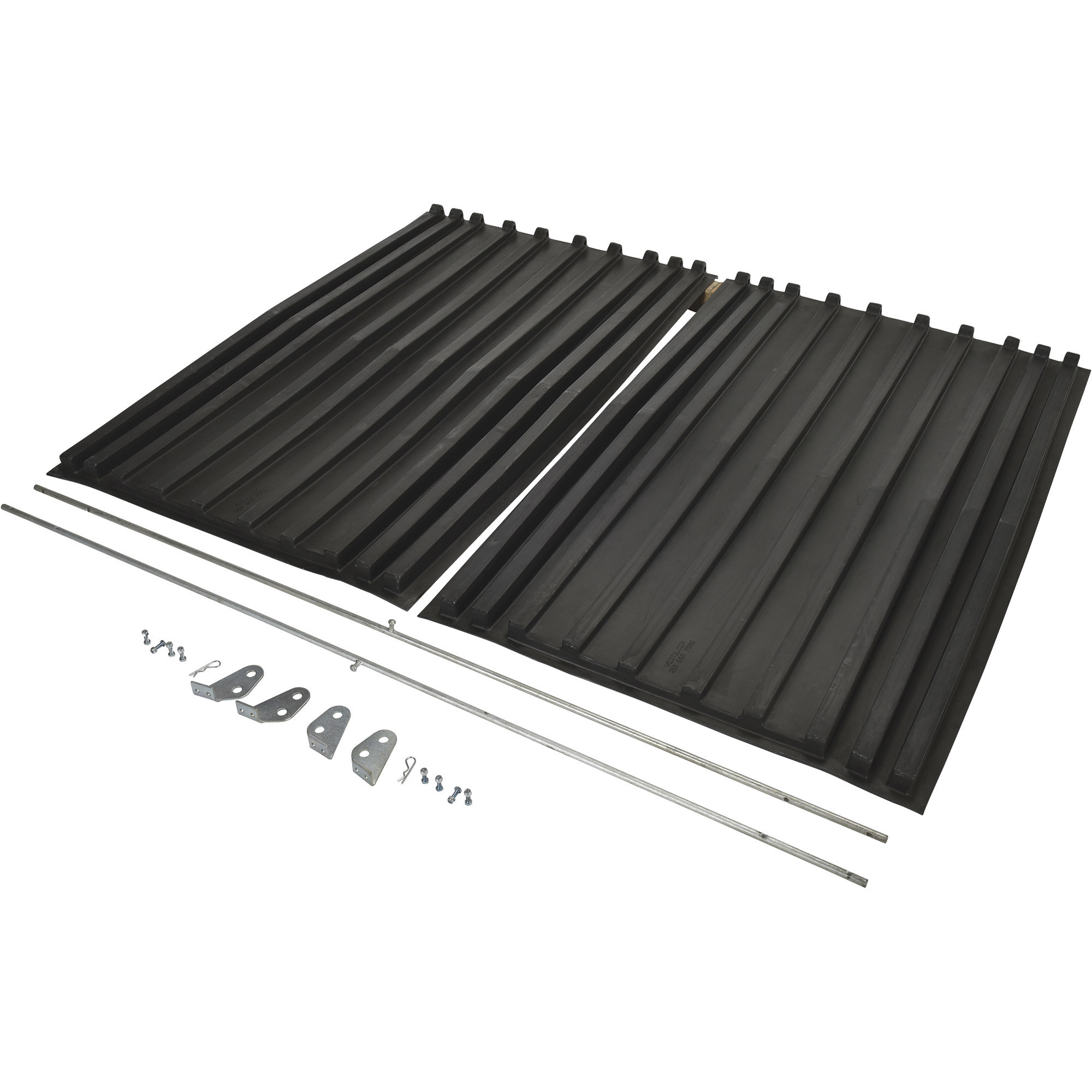 Vestil Heavy-Duty Poly Lid for Dumping Hopper - Black, Ribbed Design, Water Drainage, Model# PLID-D-300